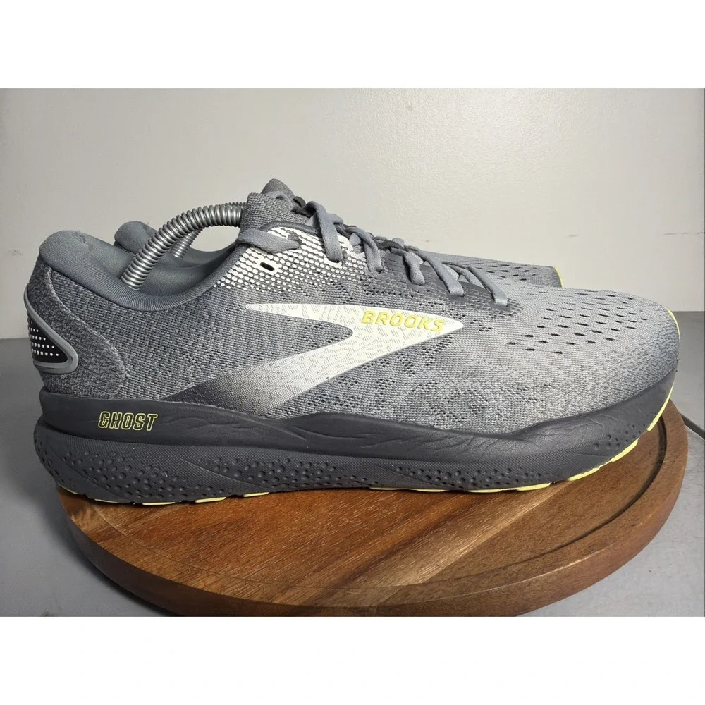 Brooks Mens Ghost 16 Neutral Running Shoes 11D Primer Grey Lime 1104181D040